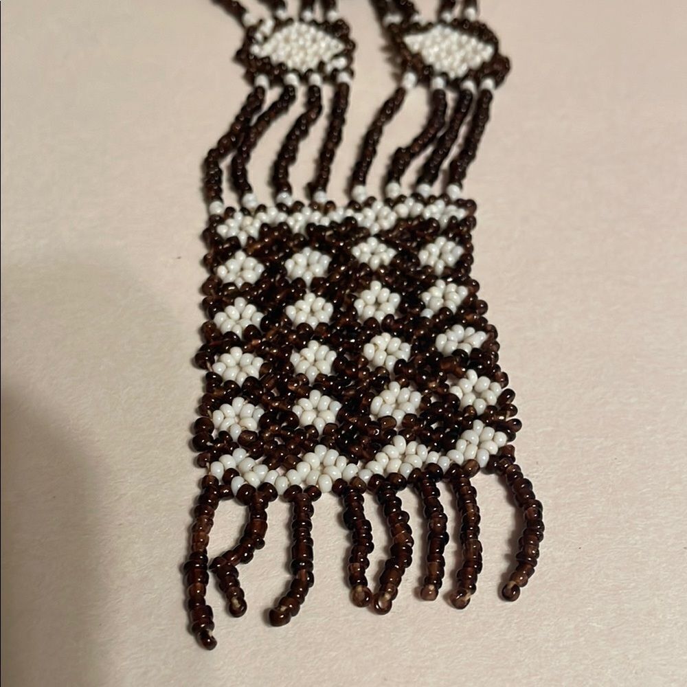 Beaded Brown and White Necklace